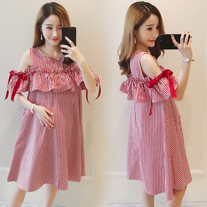 Summer Mid Length Maternity Breastfeeding Dress Suit Set