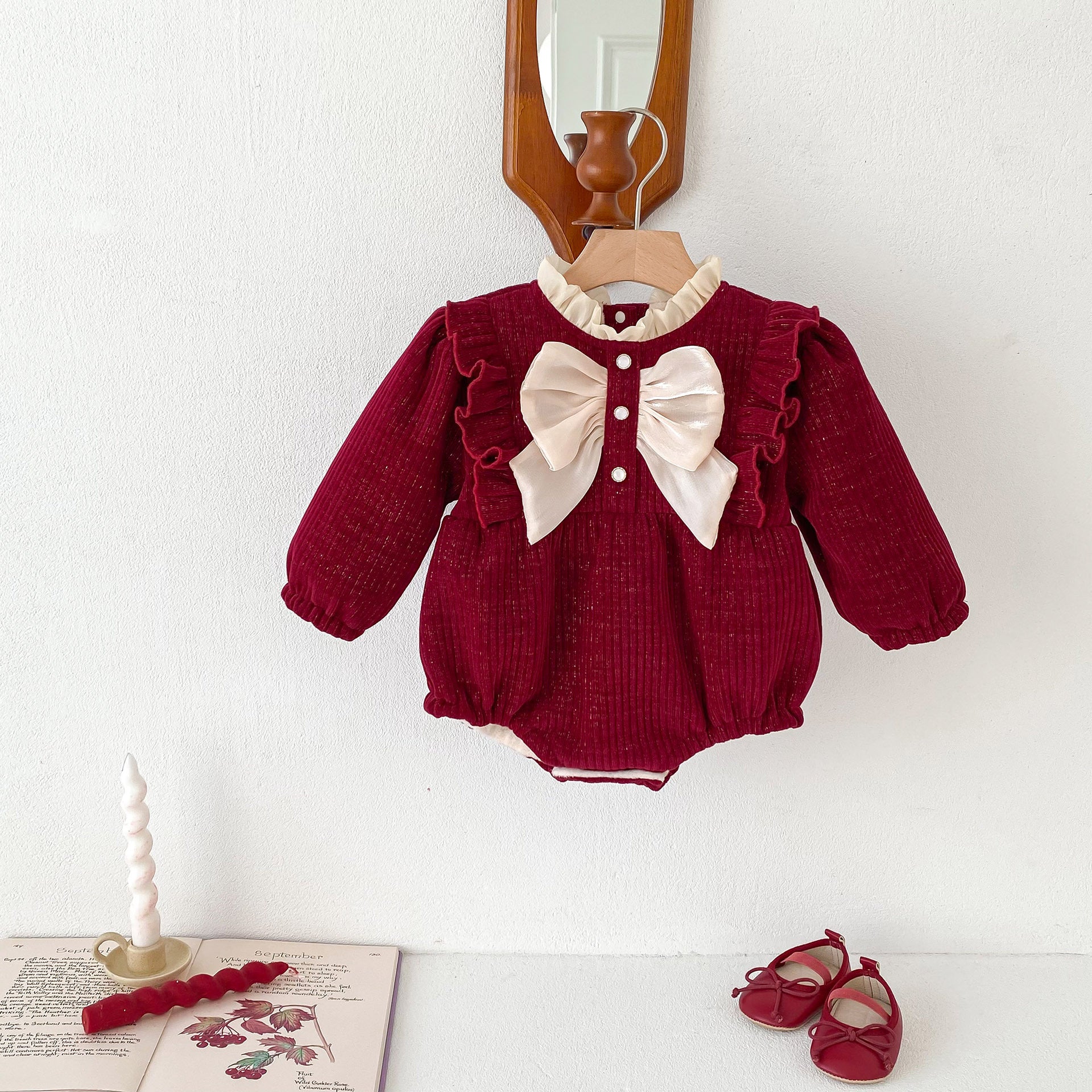 Fleece-Lined Baby Girl Jumpsuit Romper