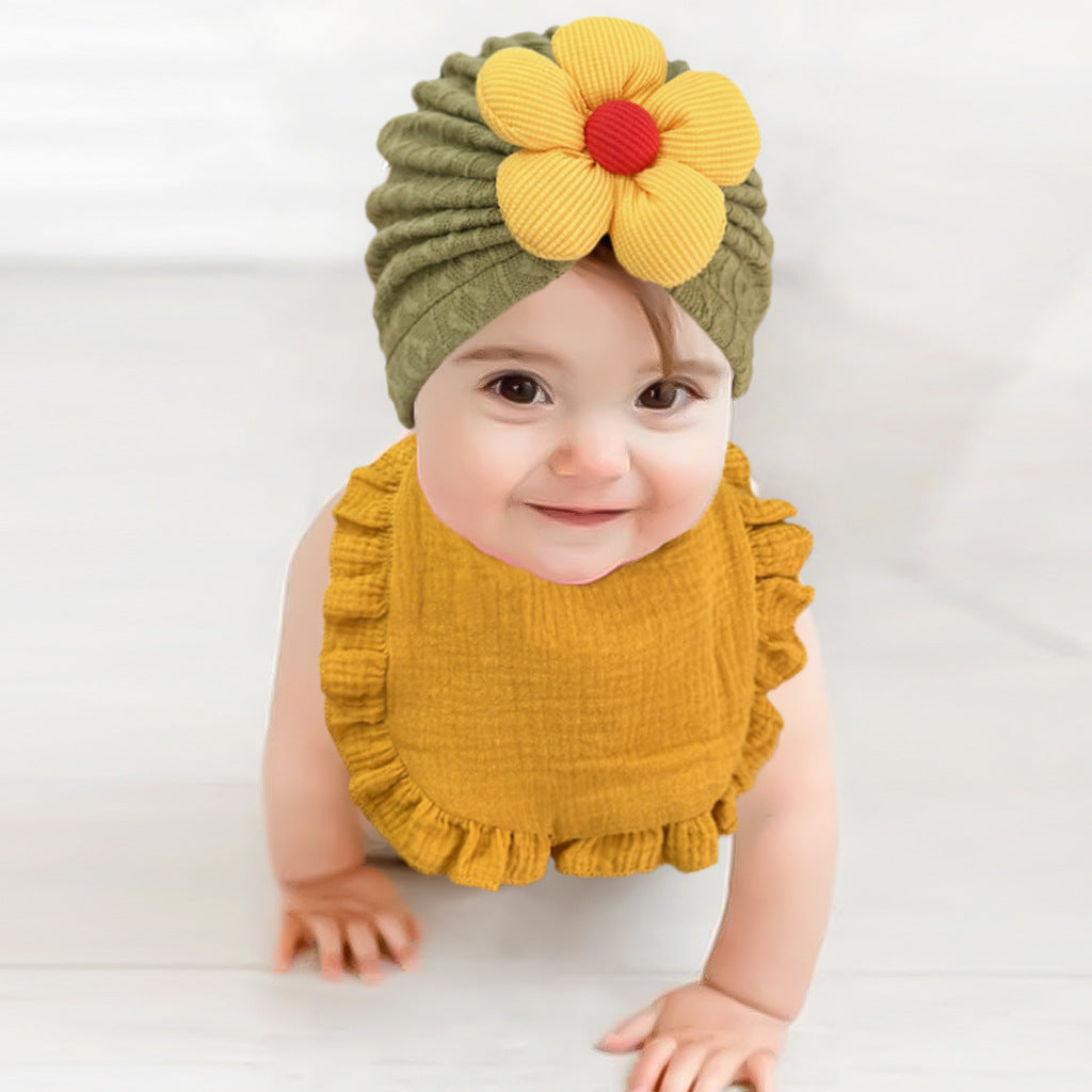 Newborn Baby Hat And Bib Set Muslin Cotton Drool Accessories
