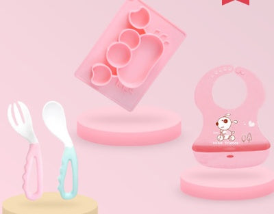 Silicone Baby Suction Bowl Cartoon Learning Feeding Dish