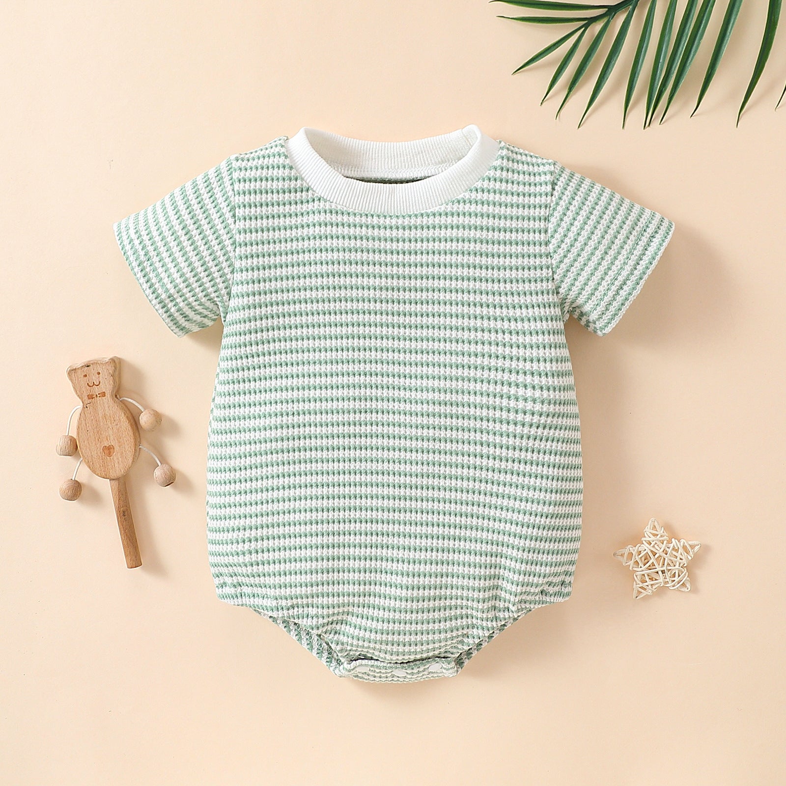 Baby Striped Cotton Short Sleeve Romper