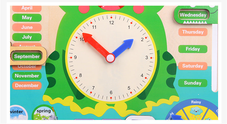 Montessori Wooden Weather Season Calendar Clock Time Learning Educational Preschool Toy