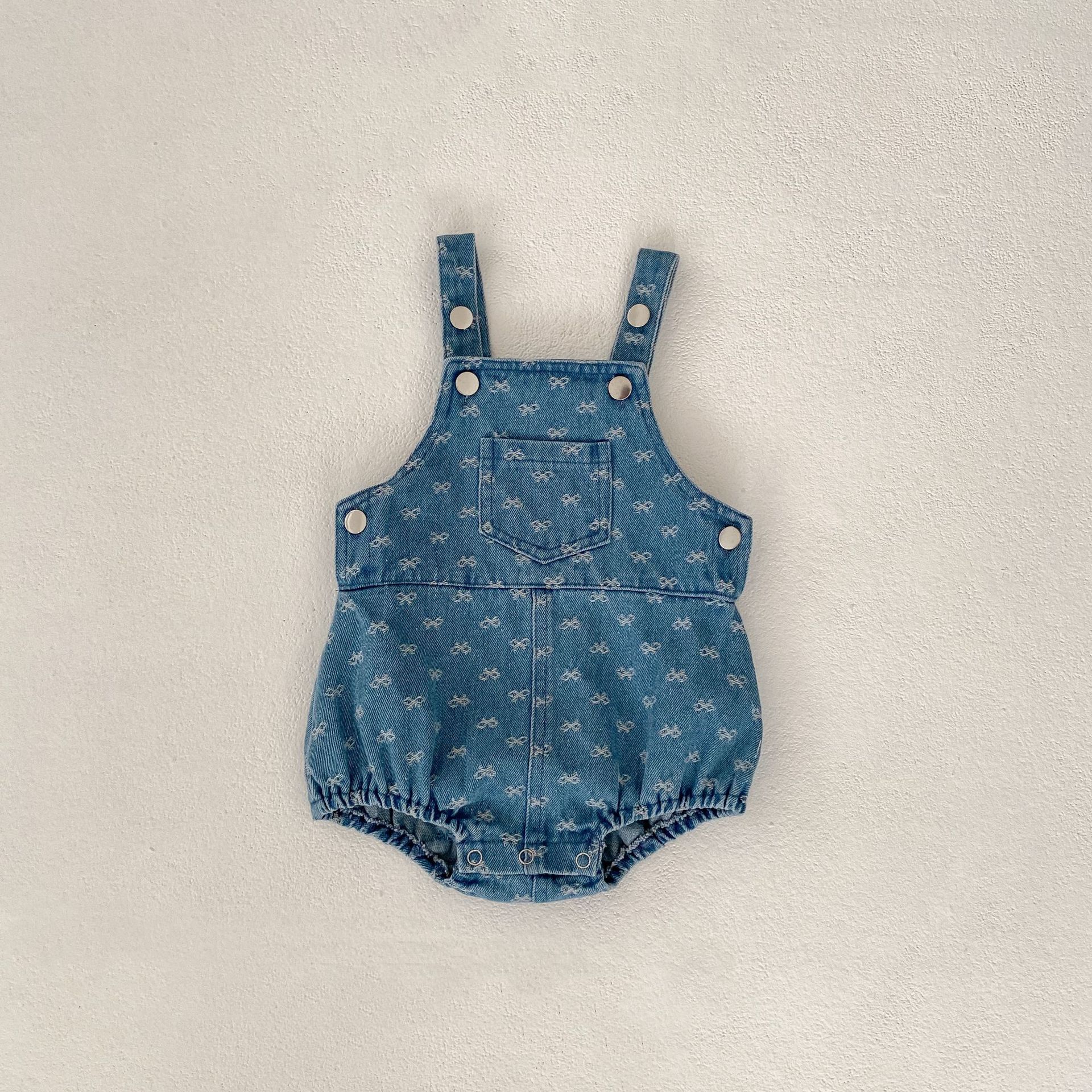 Baby Strap Denim Bow Jacquard Strap Triangle Rompers