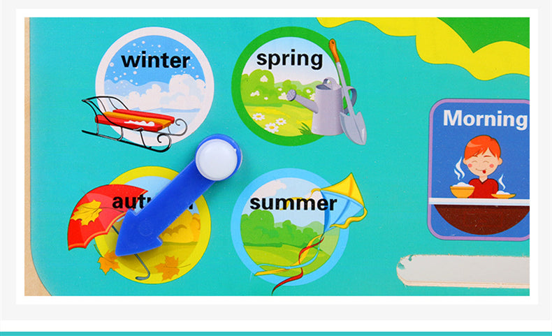 Montessori Wooden Weather Season Calendar Clock Time Learning Educational Preschool Toy
