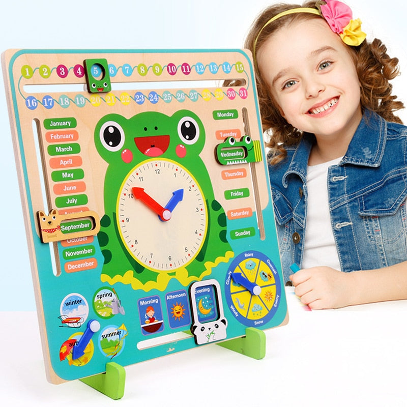 Montessori Wooden Weather Season Calendar Clock Time Learning Educational Preschool Toy