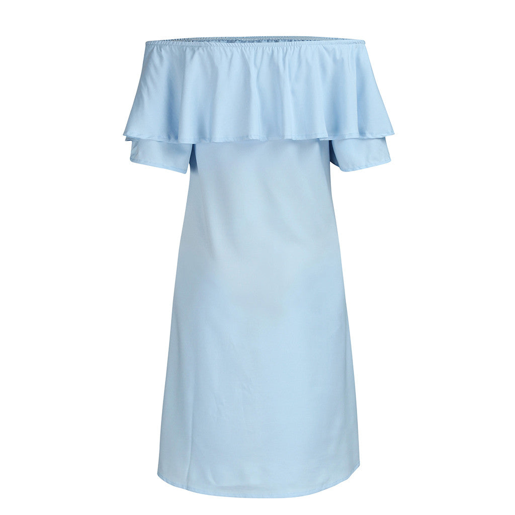 Flounce Shoulder Maternity Dress Casual Outfi