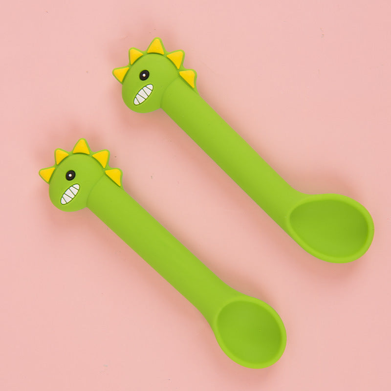 Silicone Baby Training Spoon Soft Head Cartoon Feeding Spoon