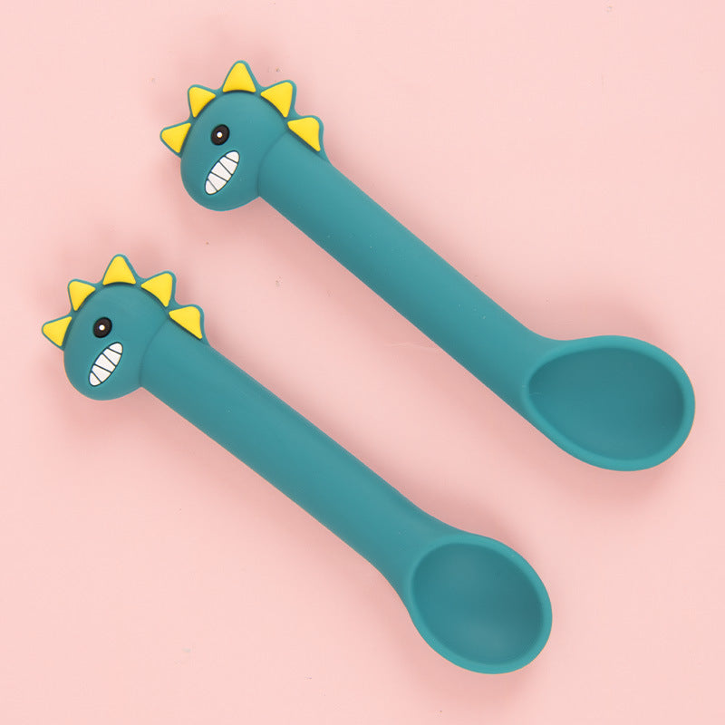 Silicone Baby Training Spoon Soft Head Cartoon Feeding Spoon