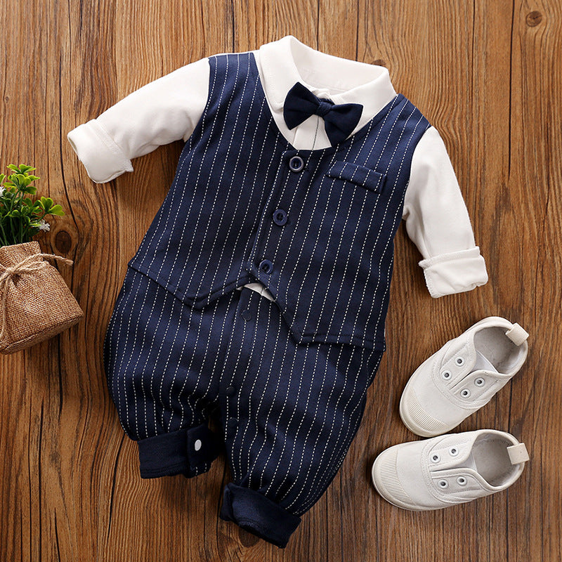 Spring Autumn Baby Jumpsuit Gentleman Long Sleeve Romper Outfit
