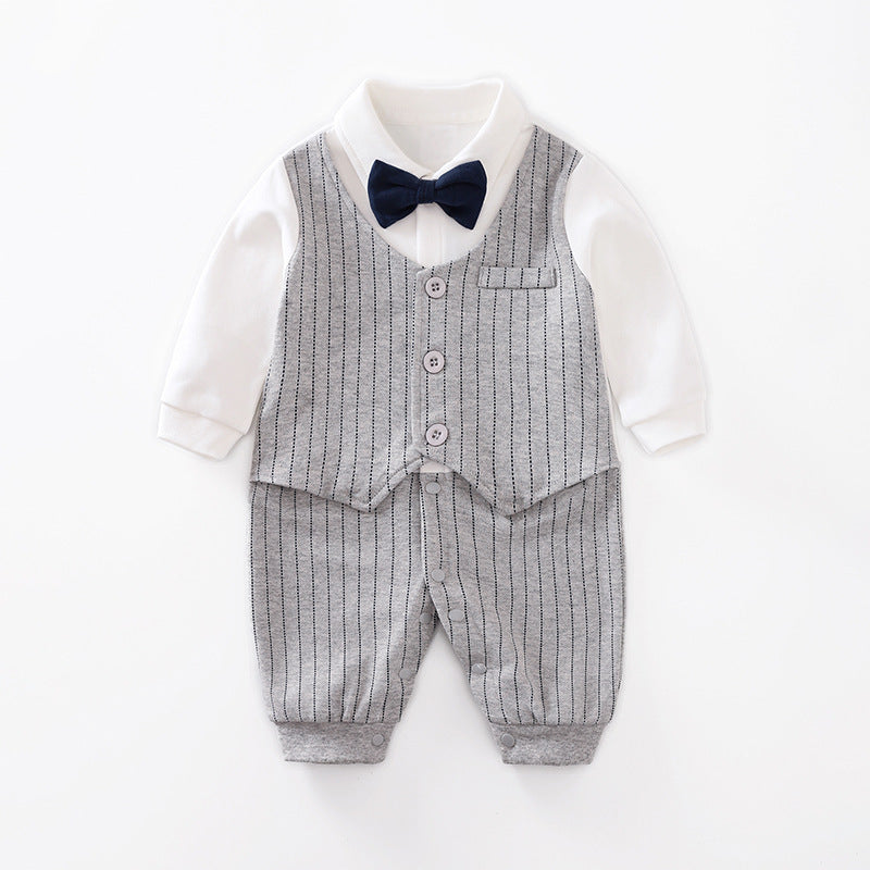 Spring Autumn Baby Jumpsuit Gentleman Long Sleeve Romper Outfit