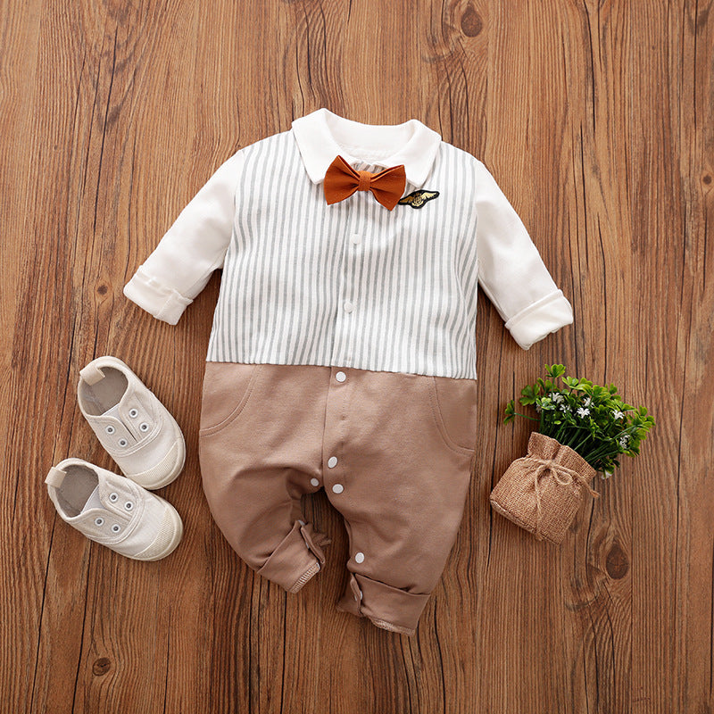 Spring Autumn Baby Jumpsuit Gentleman Long Sleeve Romper Outfit