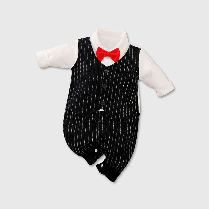 Spring Autumn Baby Jumpsuit Gentleman Long Sleeve Romper Outfit