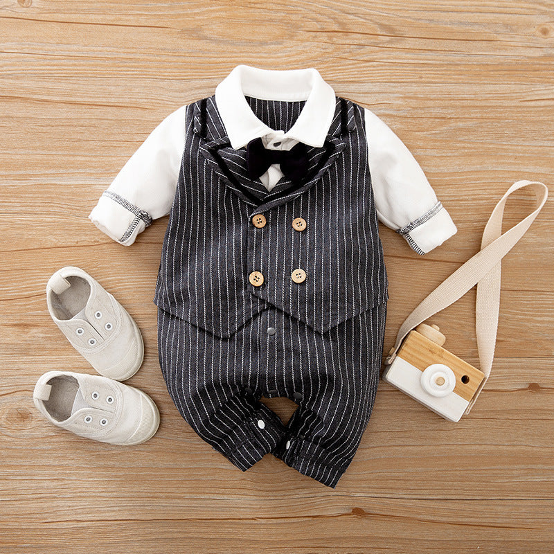 Spring Autumn Baby Jumpsuit Gentleman Long Sleeve Romper Outfit