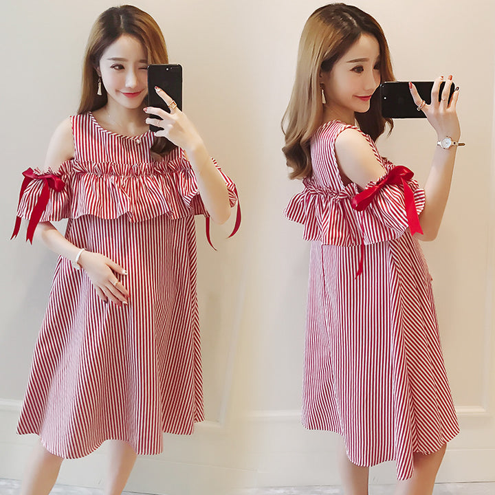 Summer Mid Length Maternity Breastfeeding Dress Suit Set