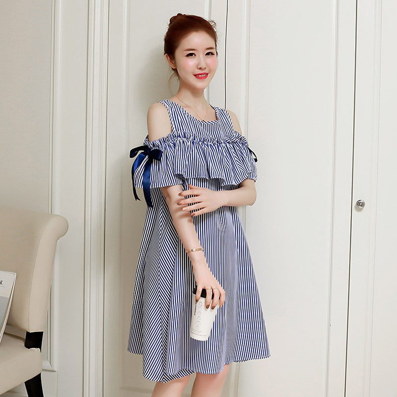 Summer Mid Length Maternity Breastfeeding Dress Suit Set