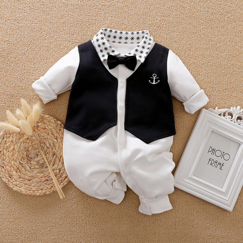 Gentleman Long Sleeve Baby Romper Formal Style Outfit
