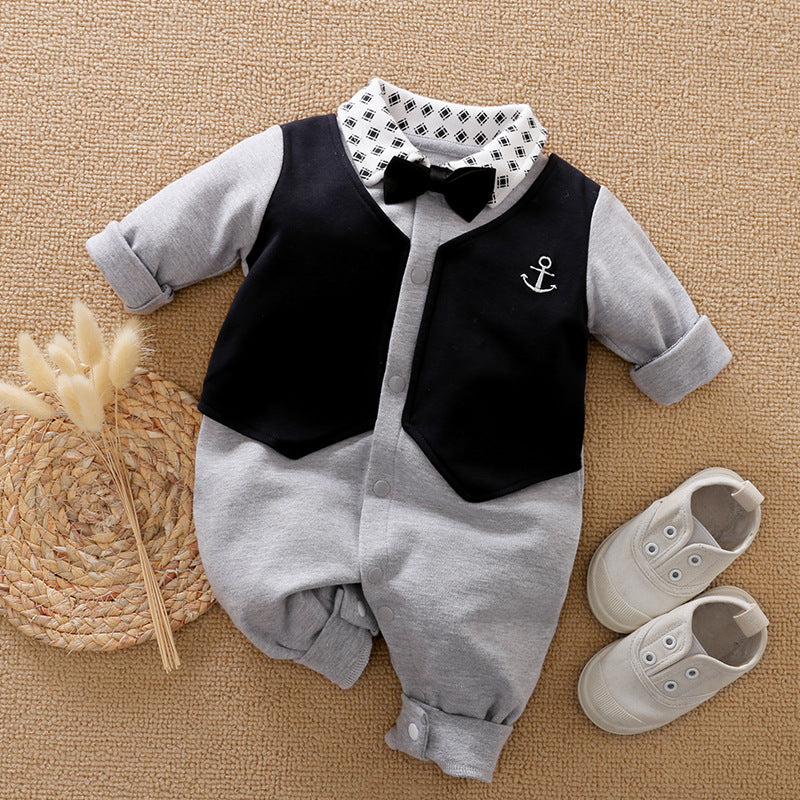 Gentleman Long Sleeve Baby Romper Formal Style Outfit