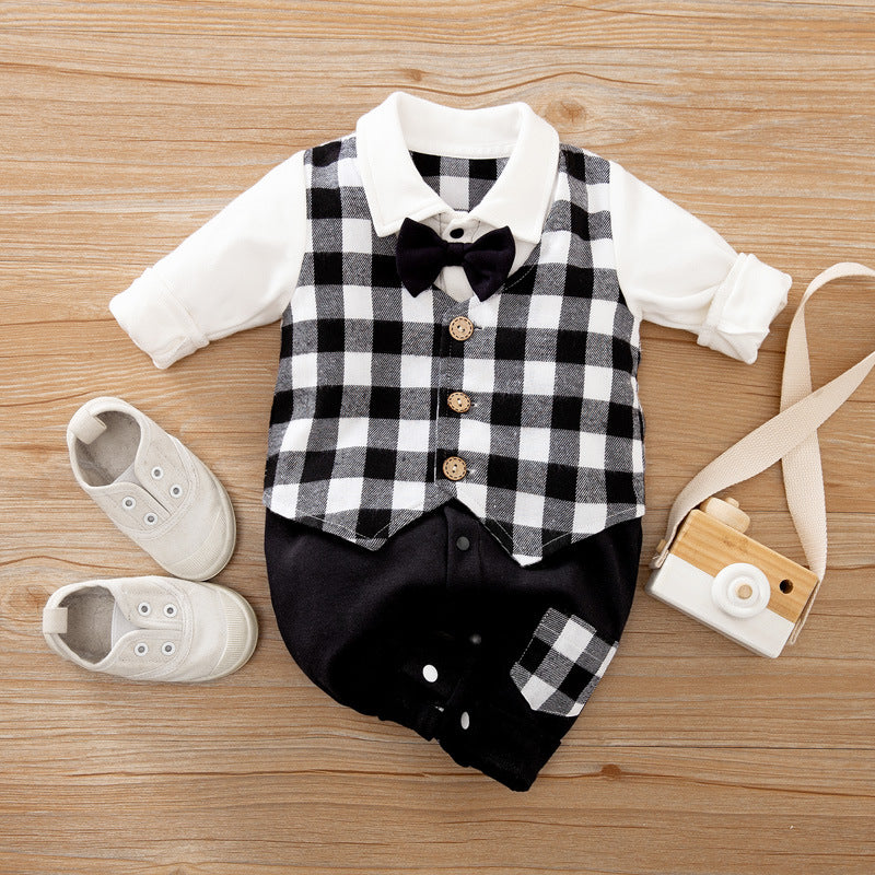 Gentleman Long Sleeve Baby Romper Formal Style Outfit