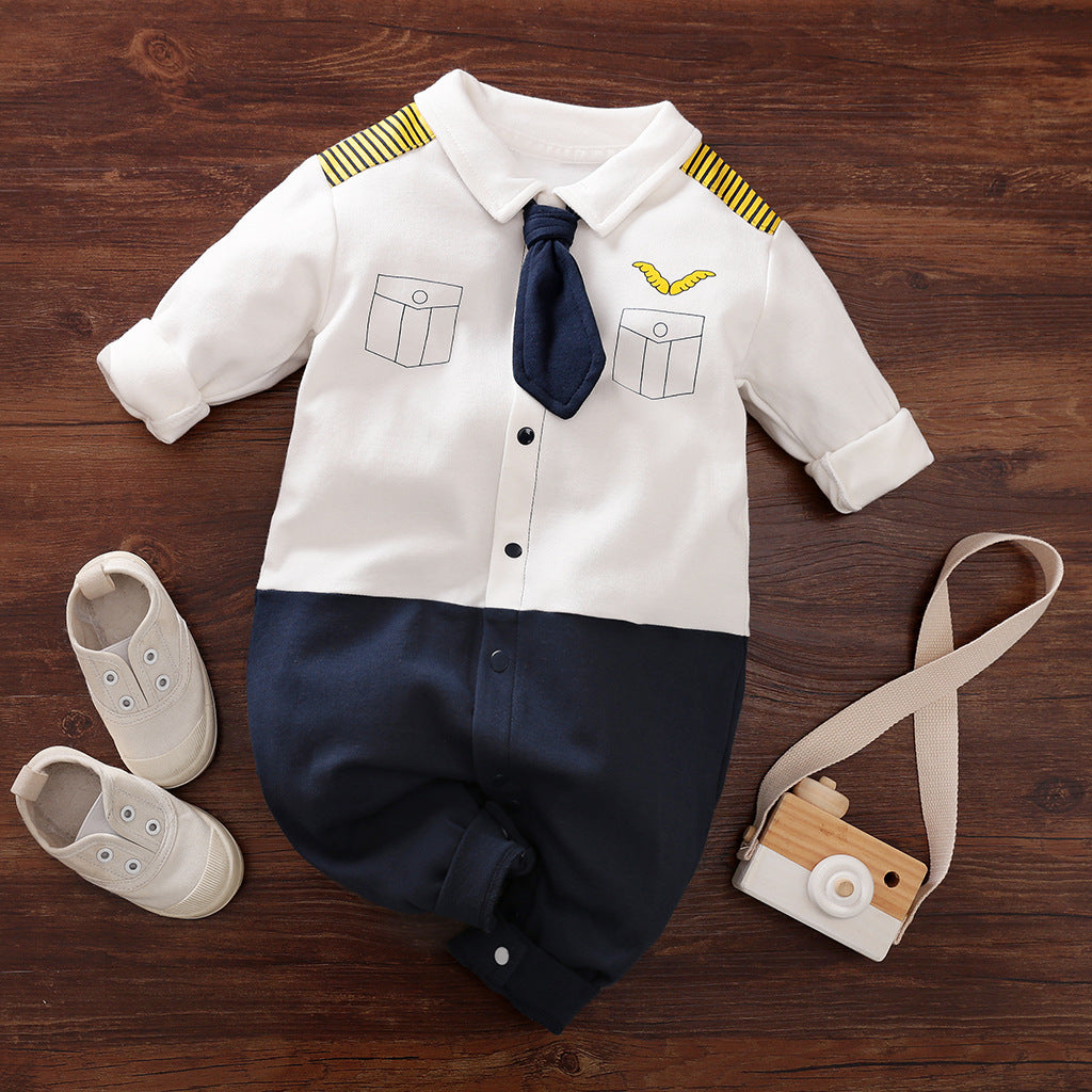 Gentleman Long Sleeve Baby Romper Formal Style Outfit