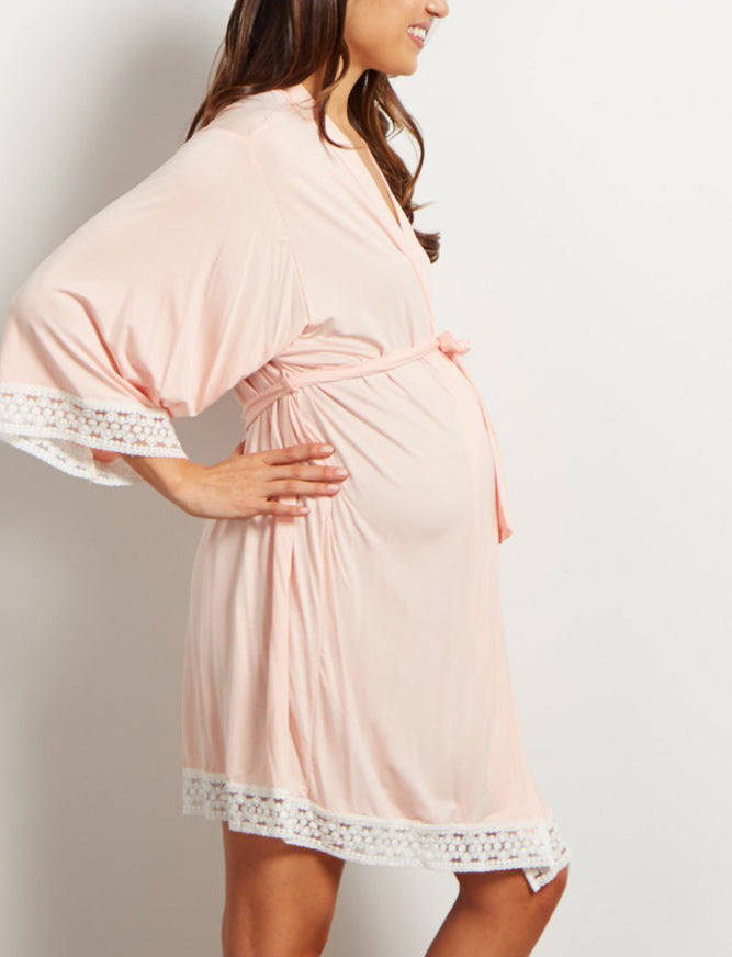 Pure Color Maternity Dress Casual Outfit