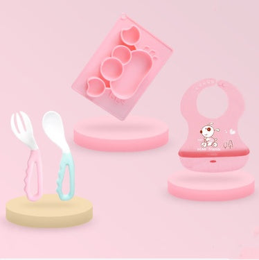 Silicone Baby Suction Bowl Cartoon Learning Feeding Dish