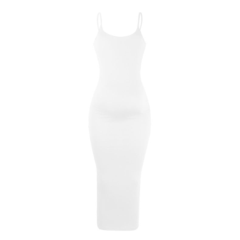 Solid Color Strap Maternity Dress