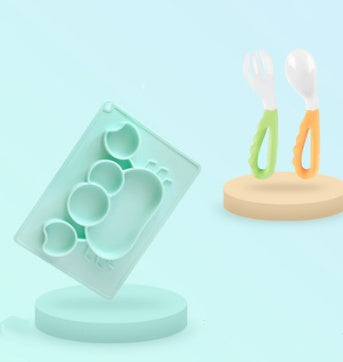 Silicone Baby Suction Bowl Cartoon Learning Feeding Dish