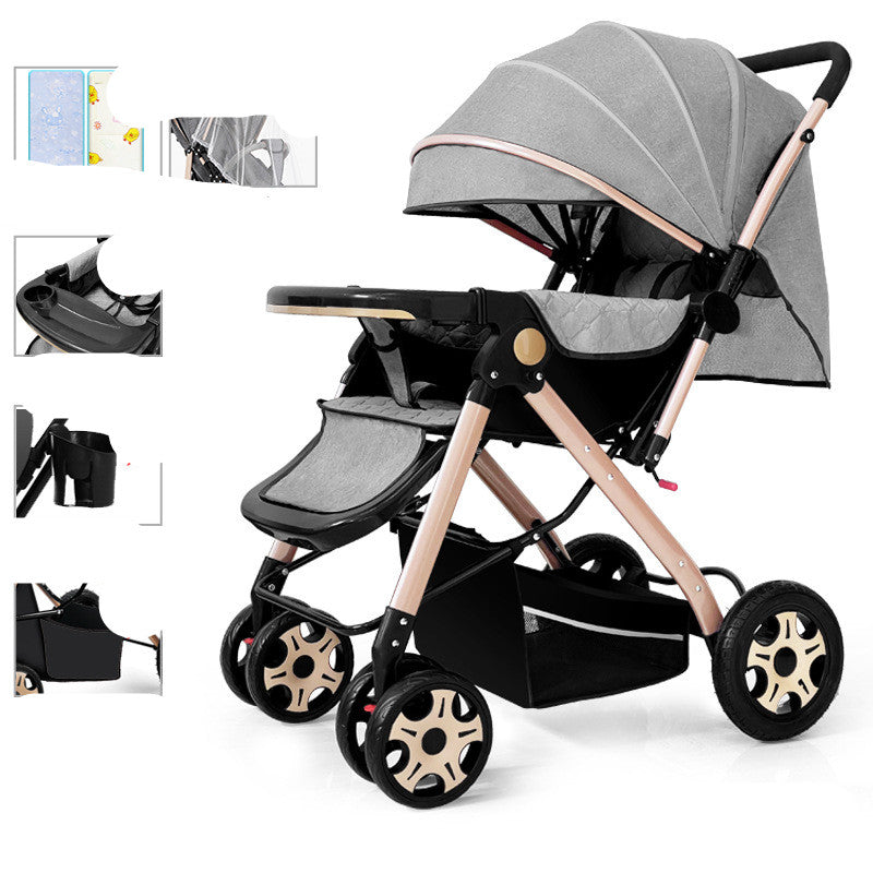 Lightweight Foldable Baby Stroller With Shock Absorption