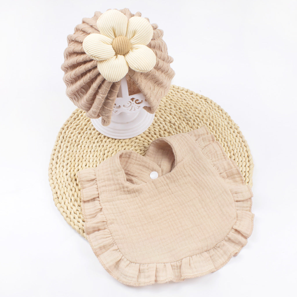 Newborn Baby Hat And Bib Set Muslin Cotton Drool Accessories