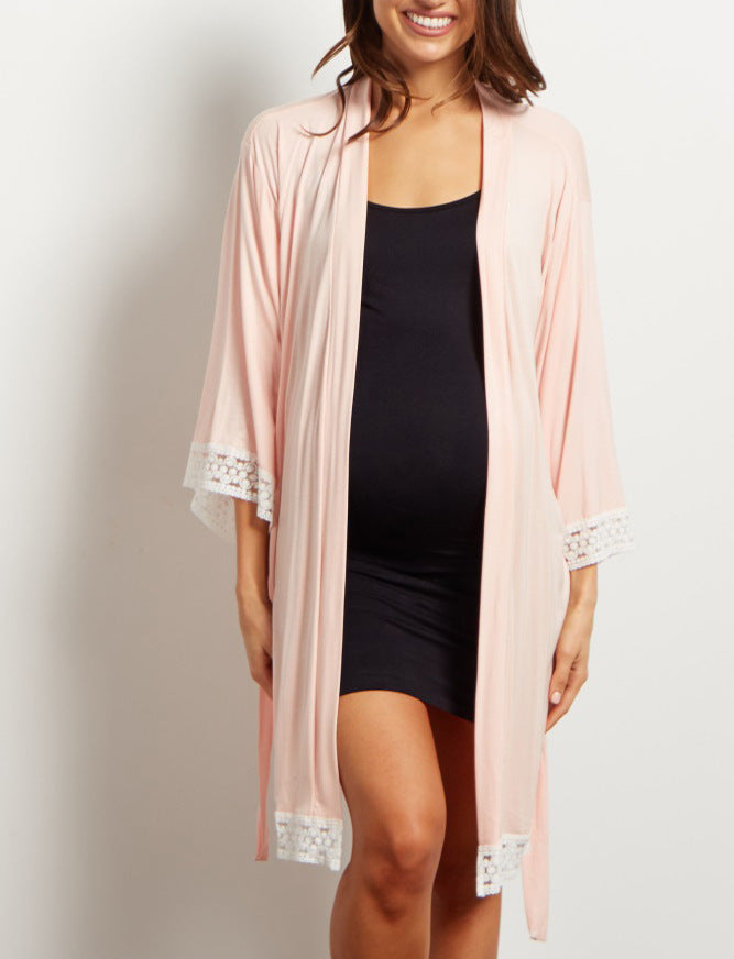 Pure Color Maternity Dress Casual Outfit
