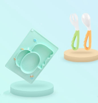 Silicone Baby Suction Bowl Cartoon Learning Feeding Dish