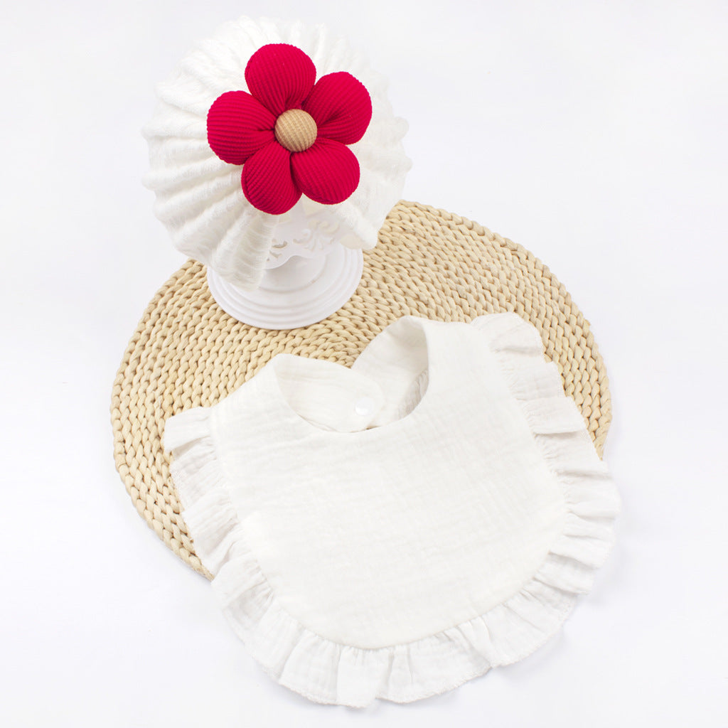 Newborn Baby Hat And Bib Set Muslin Cotton Drool Accessories