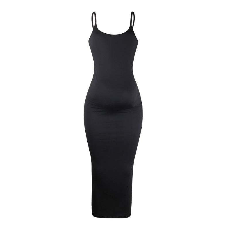 Solid Color Strap Maternity Dress