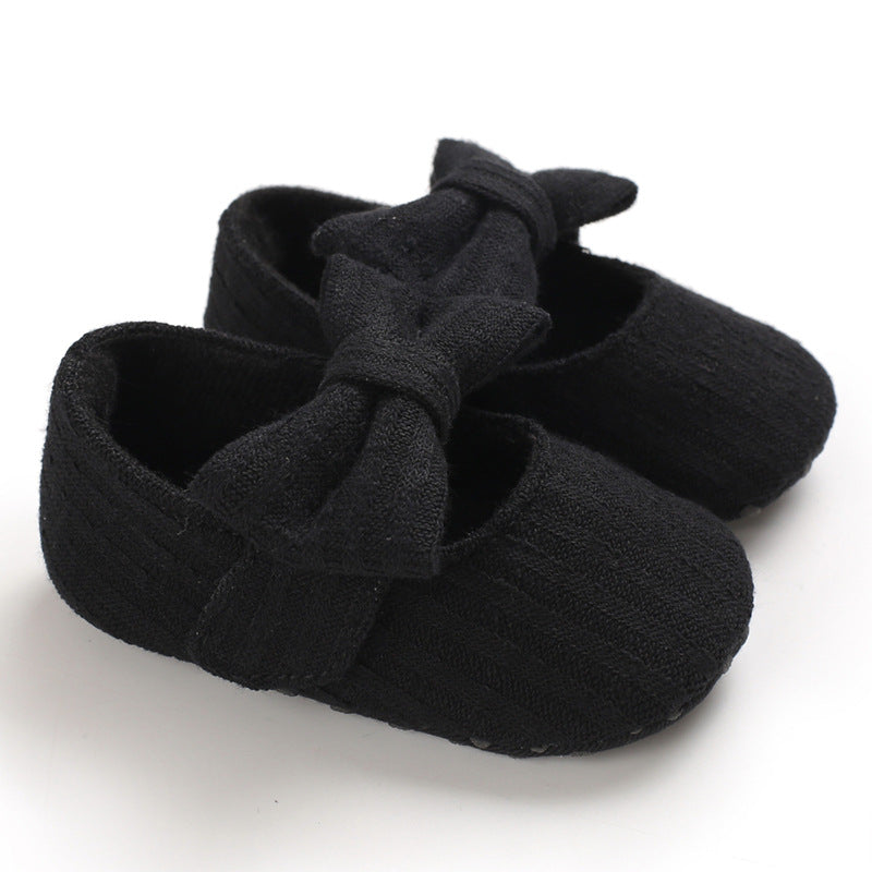 Knitted Wool Baby Bow Shoes Soft Toddler Footwear