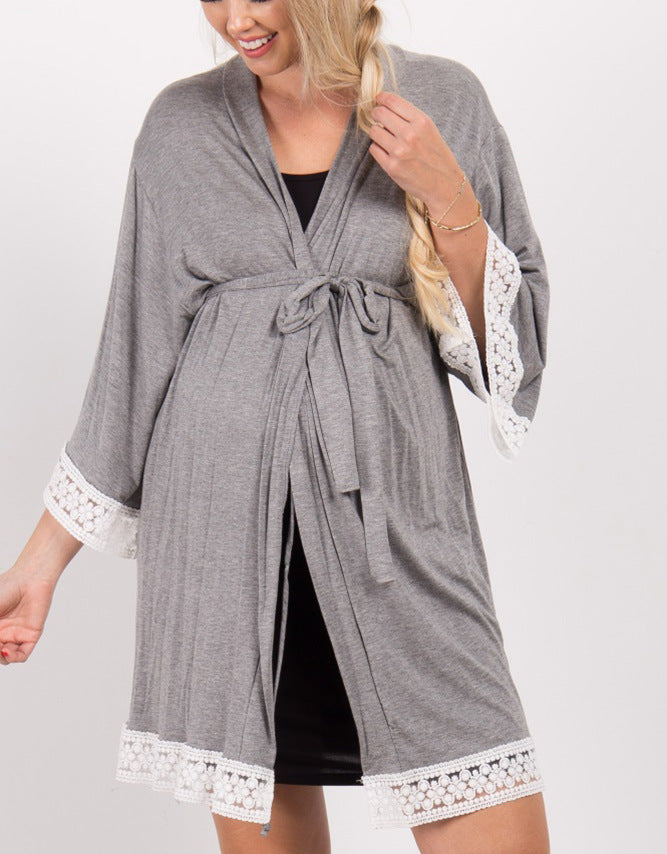 Pure Color Maternity Dress Casual Outfit