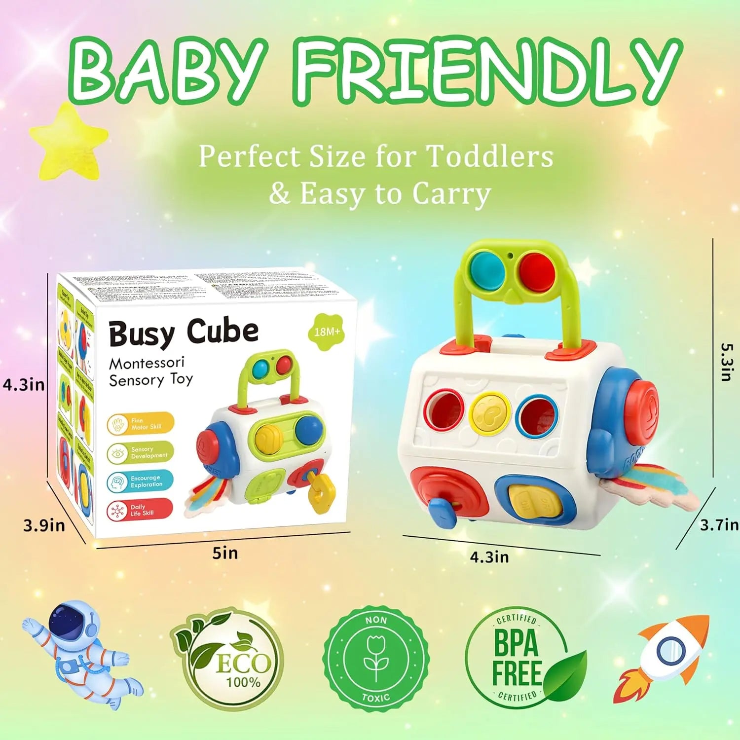 9 In 1 Busy Cube Montessori Sensory Busy Board Baby Toddler Learning Toy