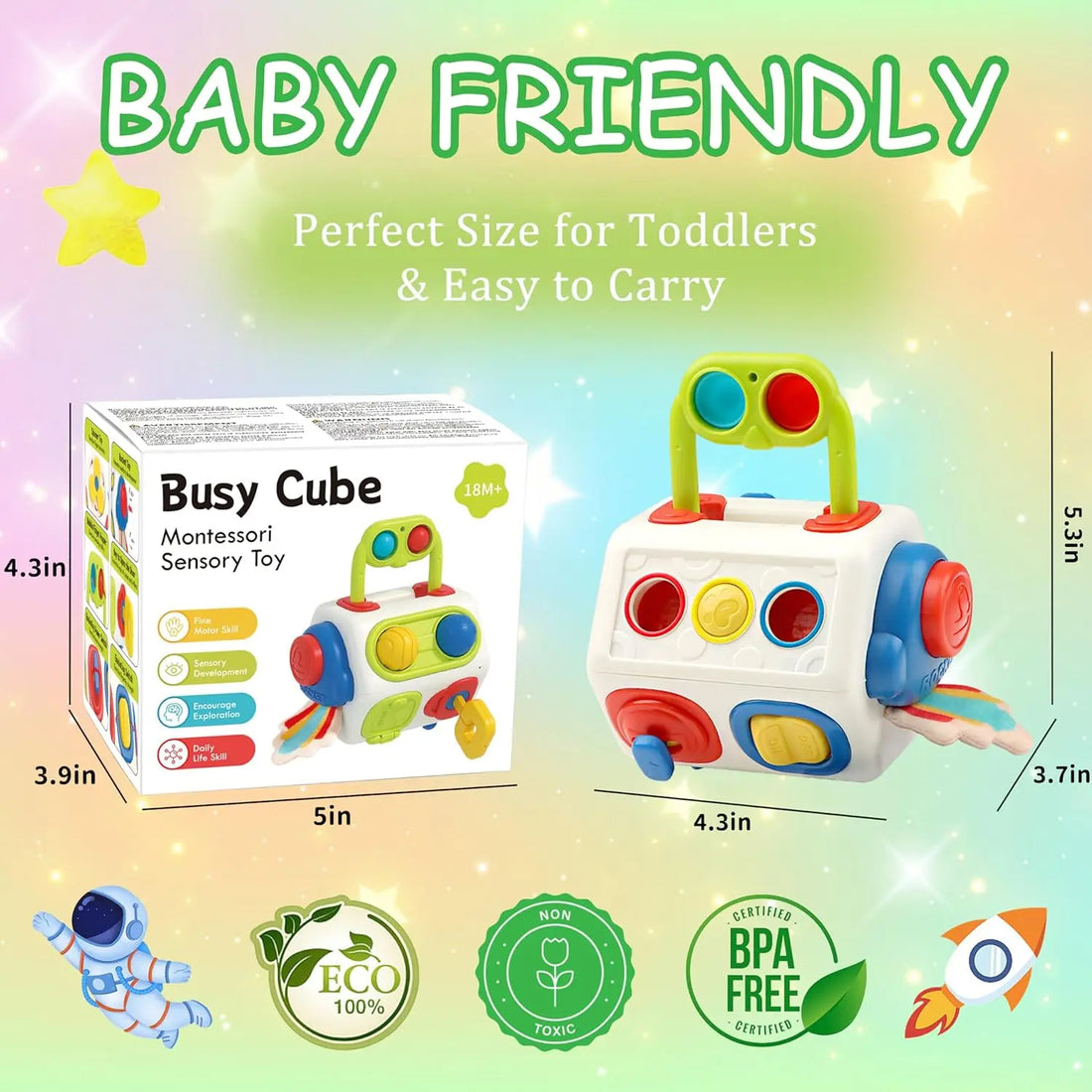 9 In 1 Busy Cube Montessori Sensory Busy Board Baby Toddler Learning Toy