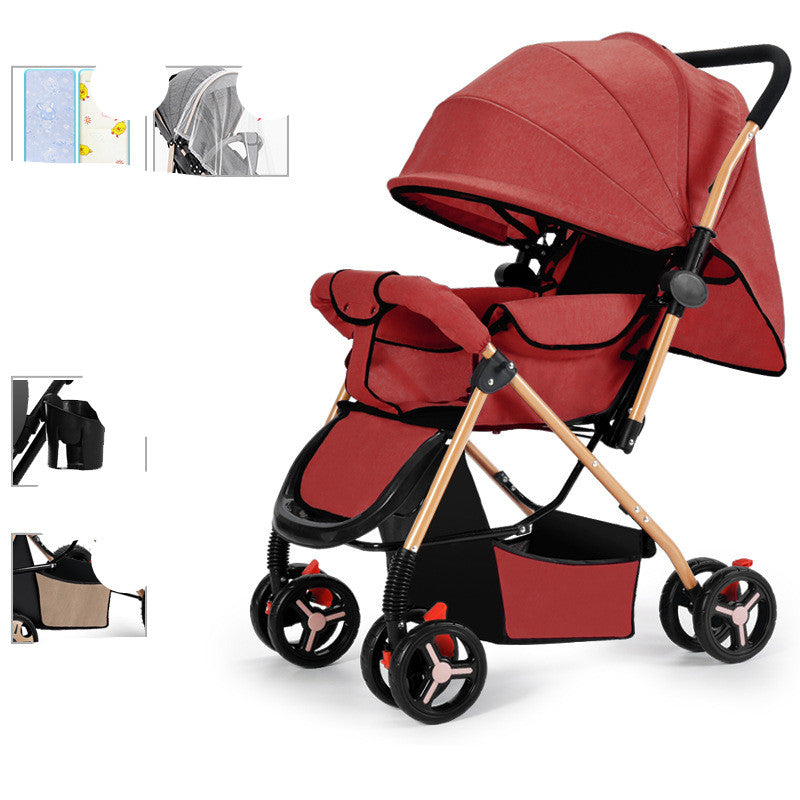 Lightweight Foldable Baby Stroller With Shock Absorption