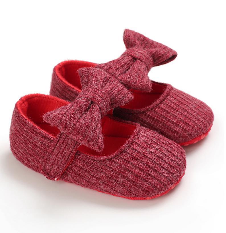 Knitted Wool Baby Bow Shoes Soft Toddler Footwear