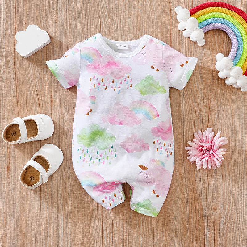 Summer Baby Girl Short Sleeve Jumpsuit Romper Outfit