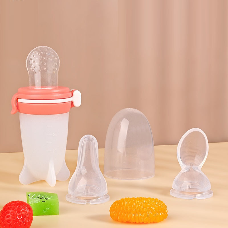 Squeeze Feeding Silicone Baby Food Bottle Solid Food Dispenser