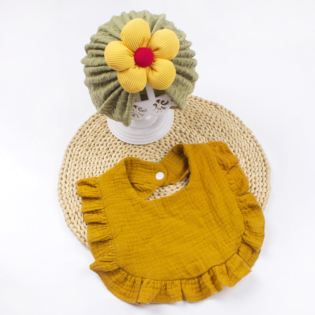 Newborn Baby Hat And Bib Set Muslin Cotton Drool Accessories