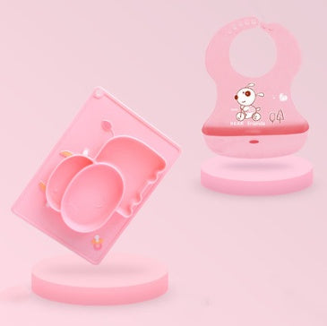 Silicone Baby Suction Bowl Cartoon Learning Feeding Dish