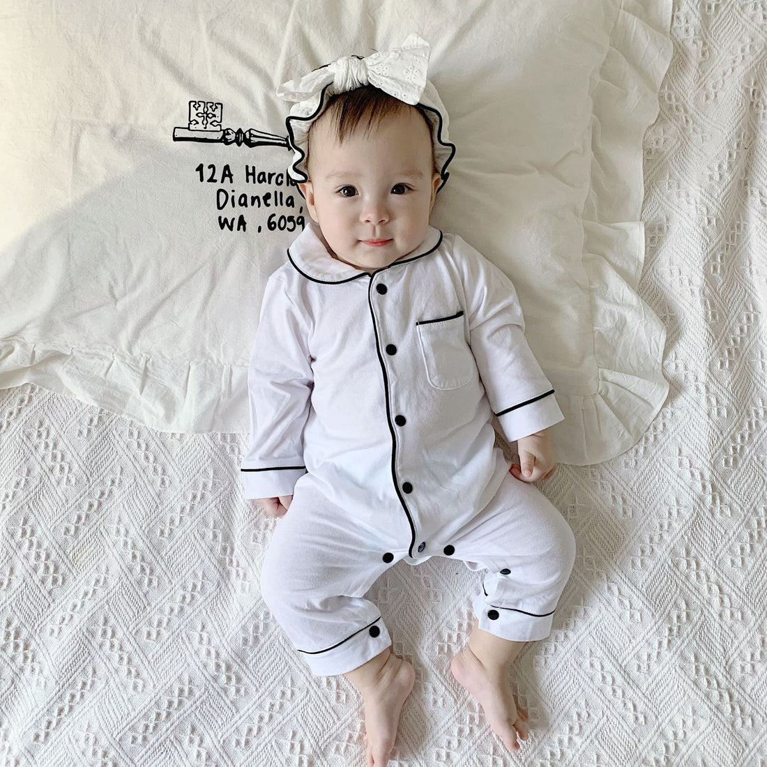 Solid Color Baby Pajamas Onesie Kids Sleepwear Outfit