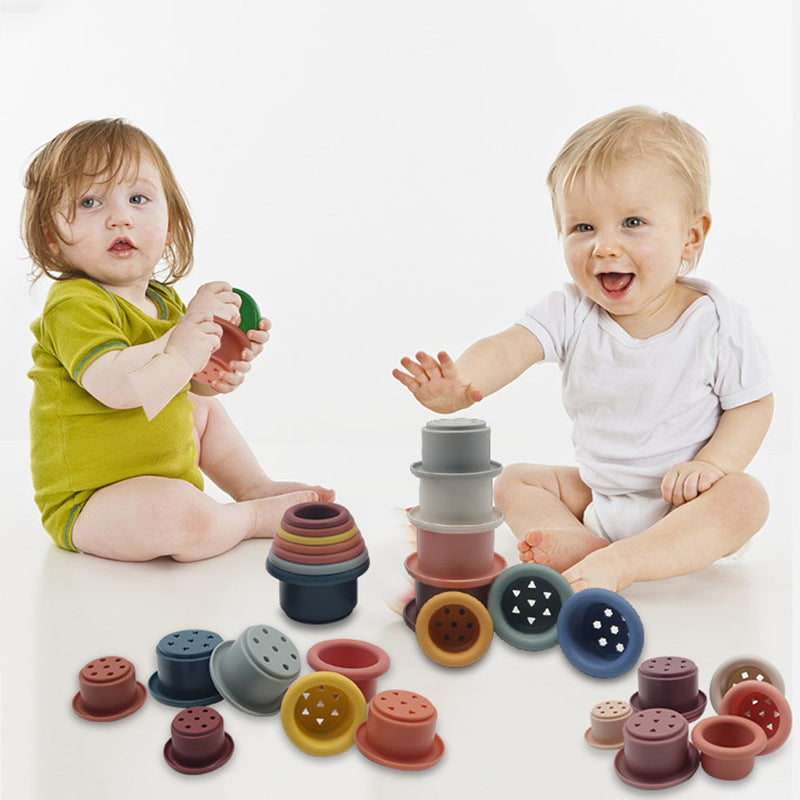 Silicone Baby Stacking Cups Jenga Interactive Educational Toy