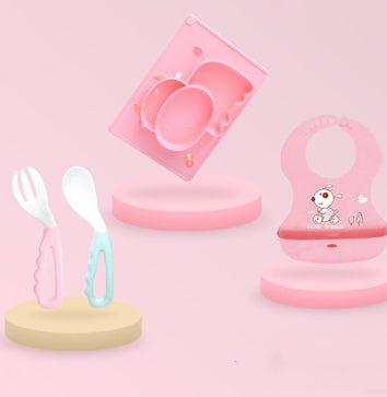 Silicone Baby Suction Bowl Cartoon Learning Feeding Dish