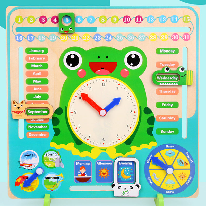 Montessori Wooden Weather Season Calendar Clock Time Learning Educational Preschool Toy