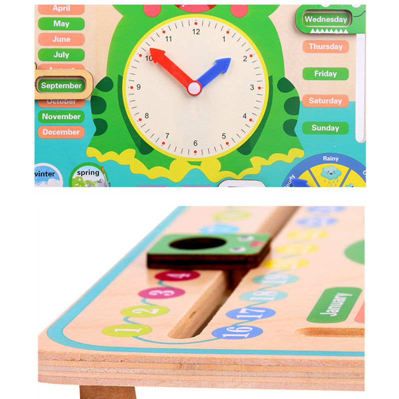 Montessori Wooden Weather Season Calendar Clock Time Learning Educational Preschool Toy