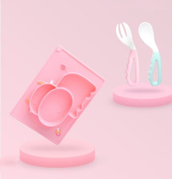 Silicone Baby Suction Bowl Cartoon Learning Feeding Dish