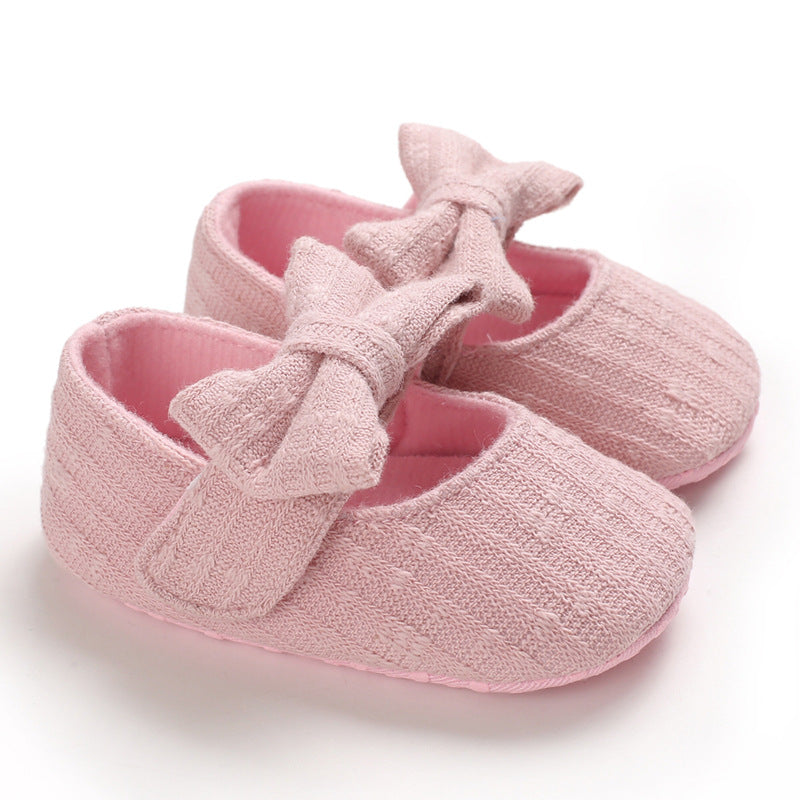 Knitted Wool Baby Bow Shoes Soft Toddler Footwear